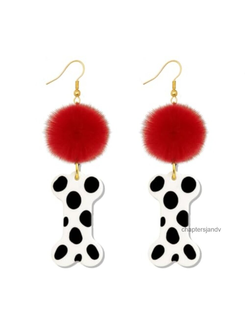 Pom-pom Dalmatian Print Drop Earrings Lever Back Statement Accessories